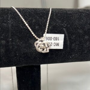 Elegant Silver Necklace with Rose Pendant